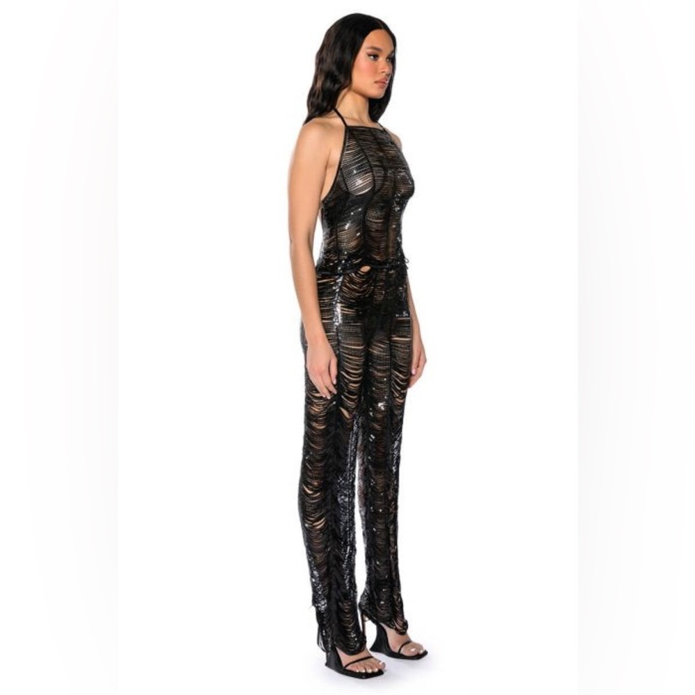 EMBELLISHED SEQUIN SET TOP AND PANTS